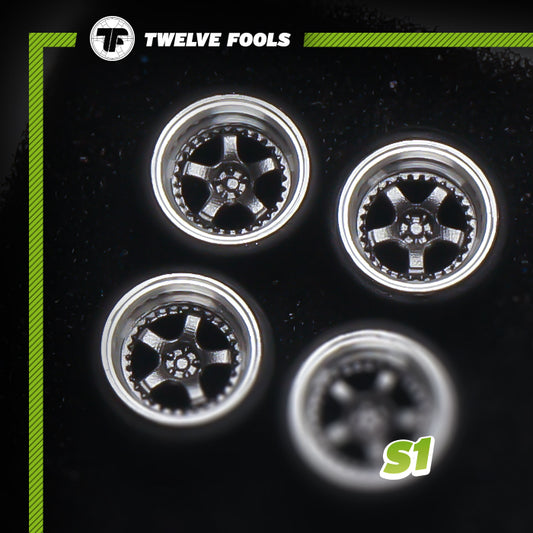 1/64 SCALE S1 WHEELS & TIRES 3D PRINT 7.5mm TLV INNO TARMAC WORK MIN