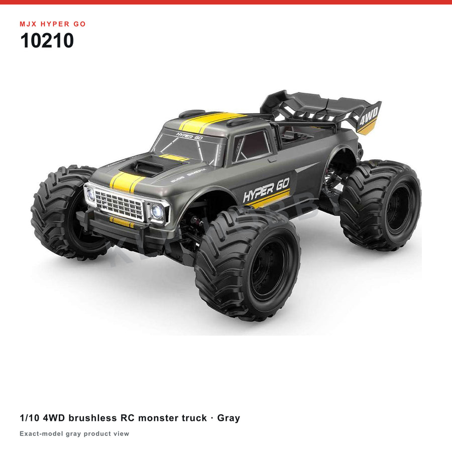 MJX Hyper Go 10210 1/10 4WD Brushless RC Monster Truck RTR - Gray