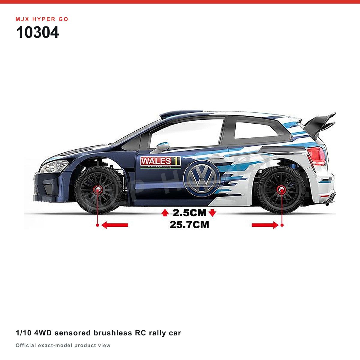 MJX Hyper Go 10304 1/10 4WD sensored brushless RC rally car on a white background
