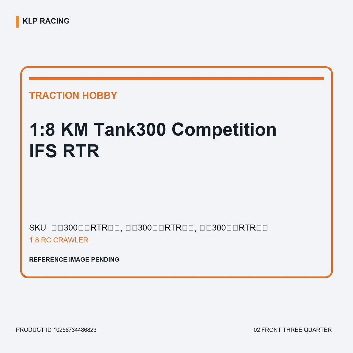 1:8 KM Tank300 Competition IFS RTR 02 front three quarter