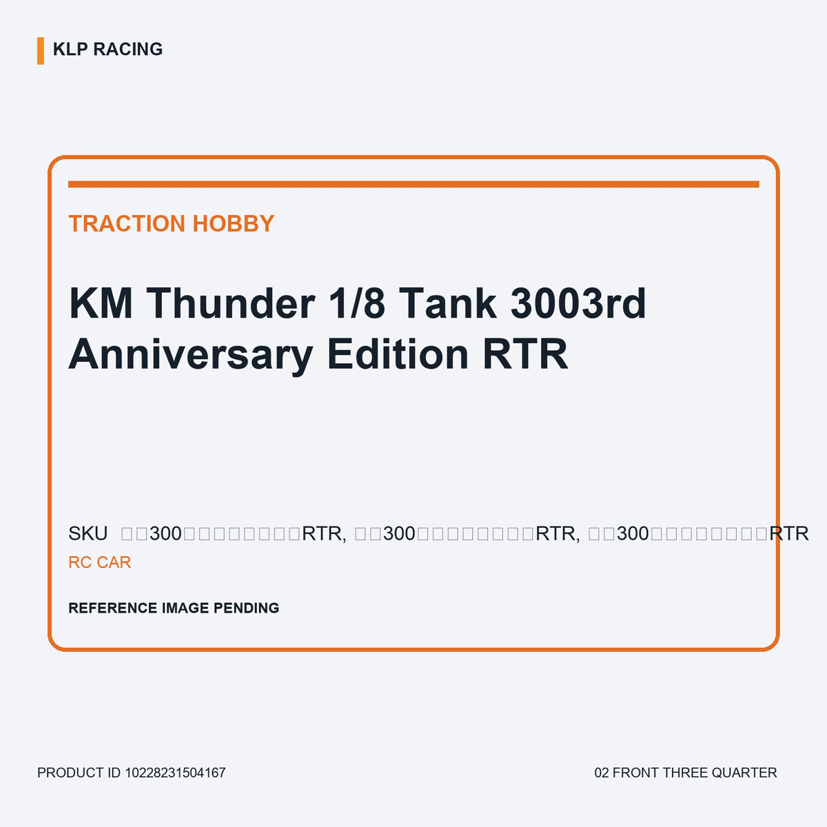 KM Thunder 1/8 Tank 3003rd Anniversary Edition RTR 02 front three quarter