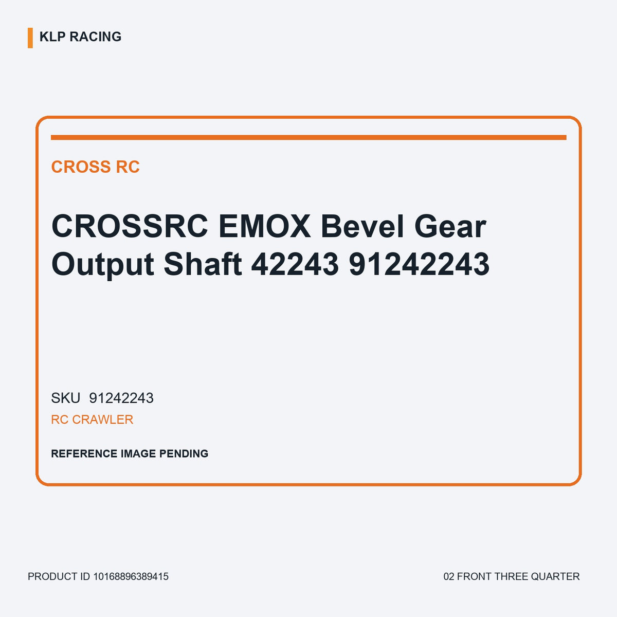 CROSSRC EMOX Bevel Gear Output Shaft 42243 91242243 02 front three quarter