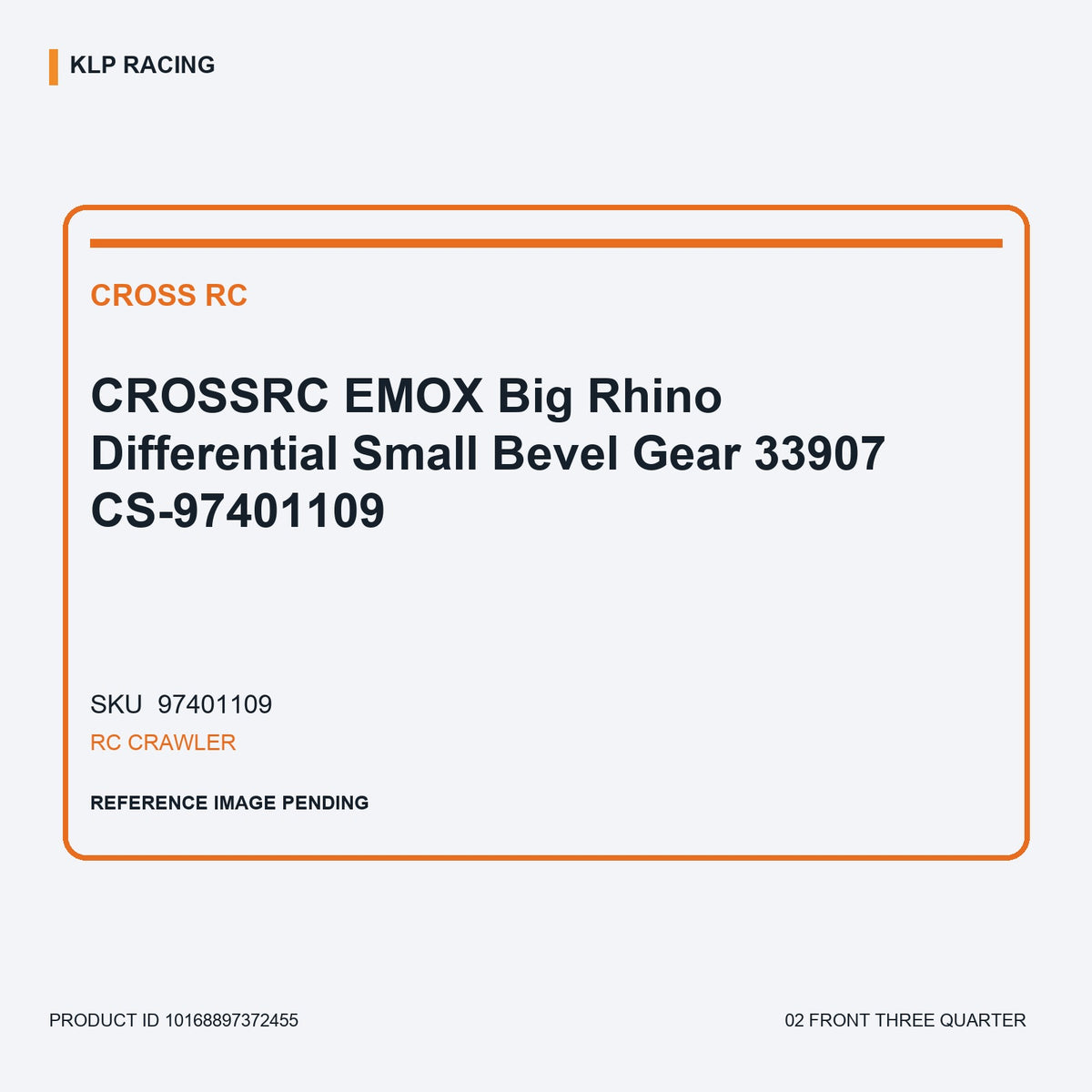 CROSSRC EMOX Big Rhino Differential Small Bevel Gear 33907 CS-97401109 02 front three quarter