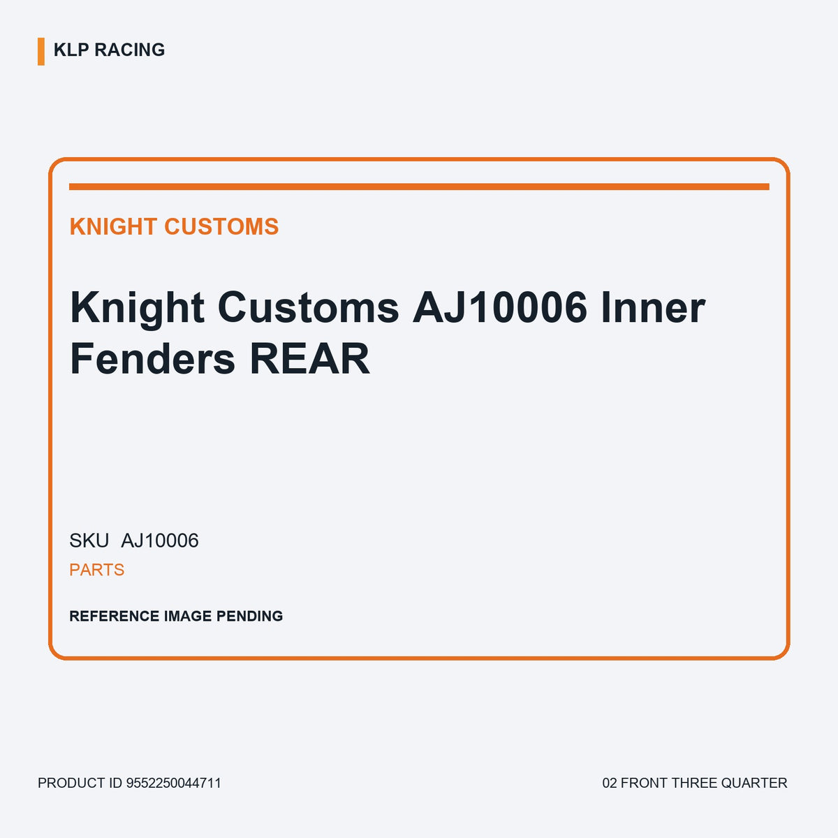 Knight Customs AJ10006 Inner Fenders REAR 02 front three quarter
