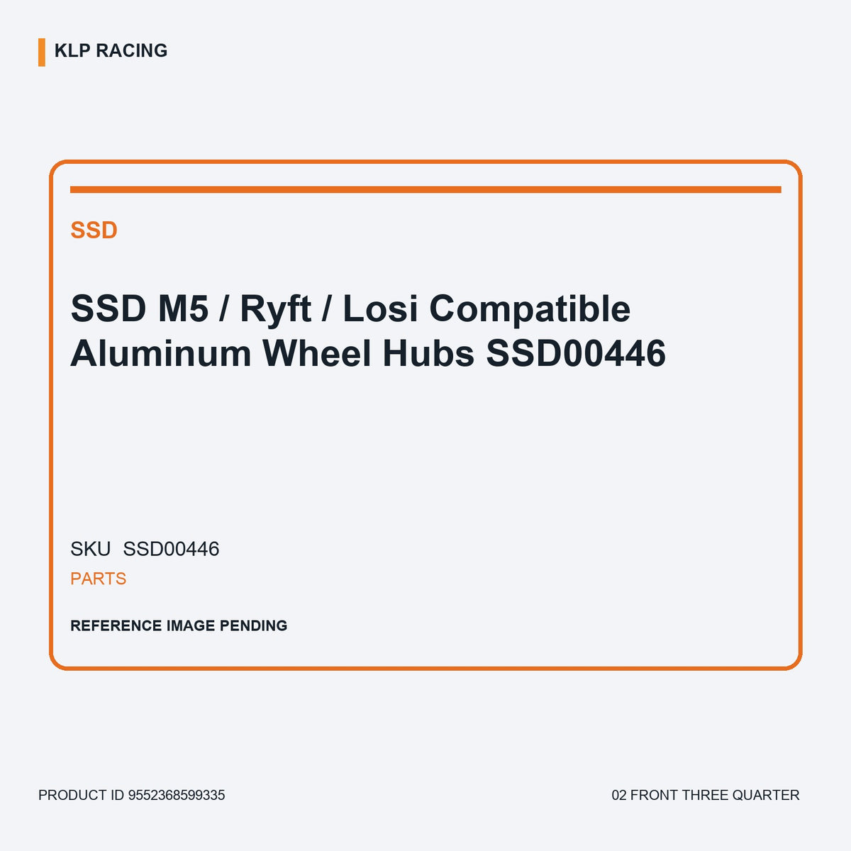 SSD M5 / Ryft / Losi Compatible Aluminum Wheel Hubs SSD00446 02 front three quarter