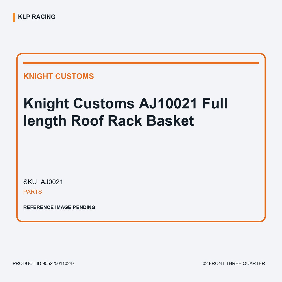 Knight Customs AJ10021 Full length Roof Rack Basket 02 front three quarter