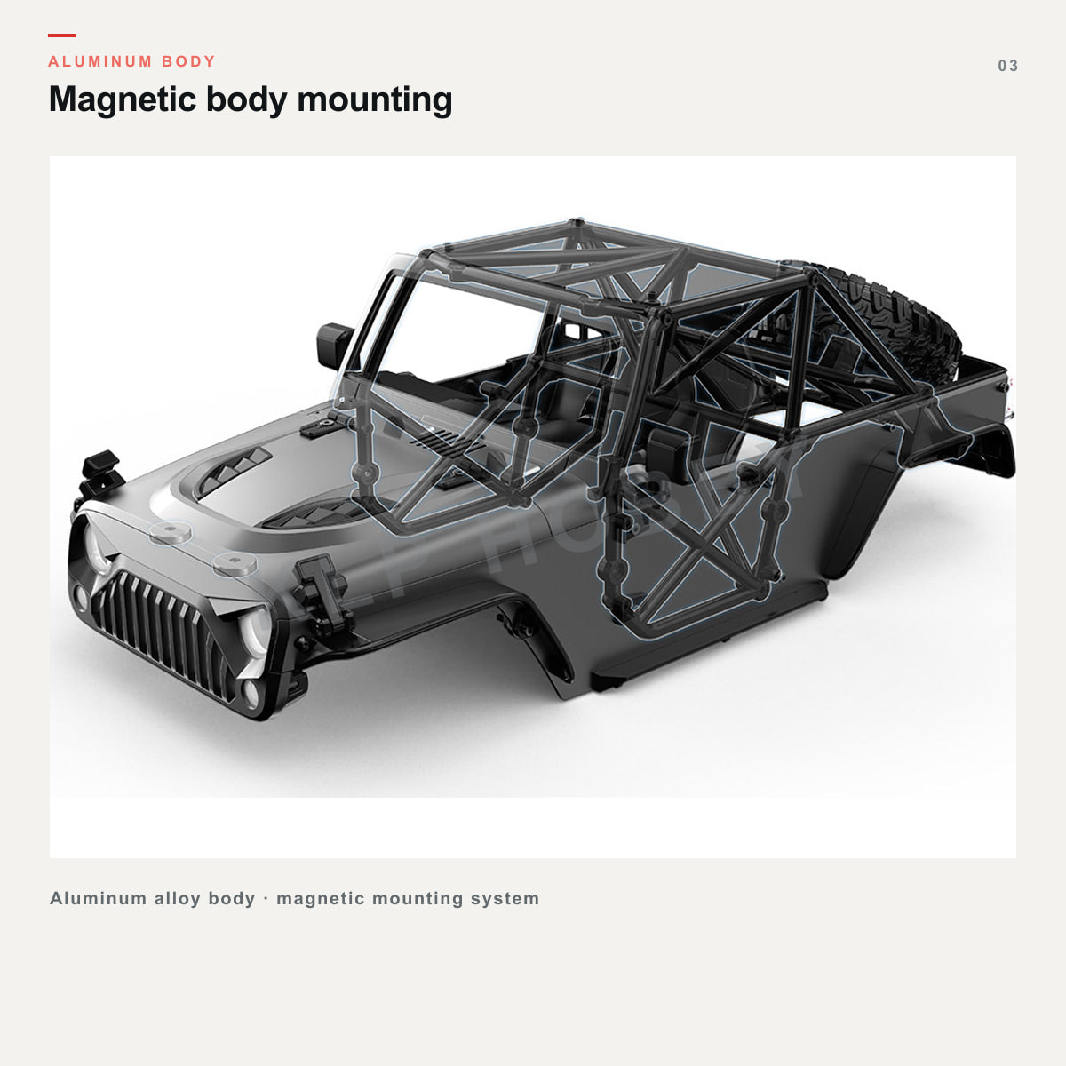 MJX Hyper Go H12Y aluminum alloy body and magnetic body mounting