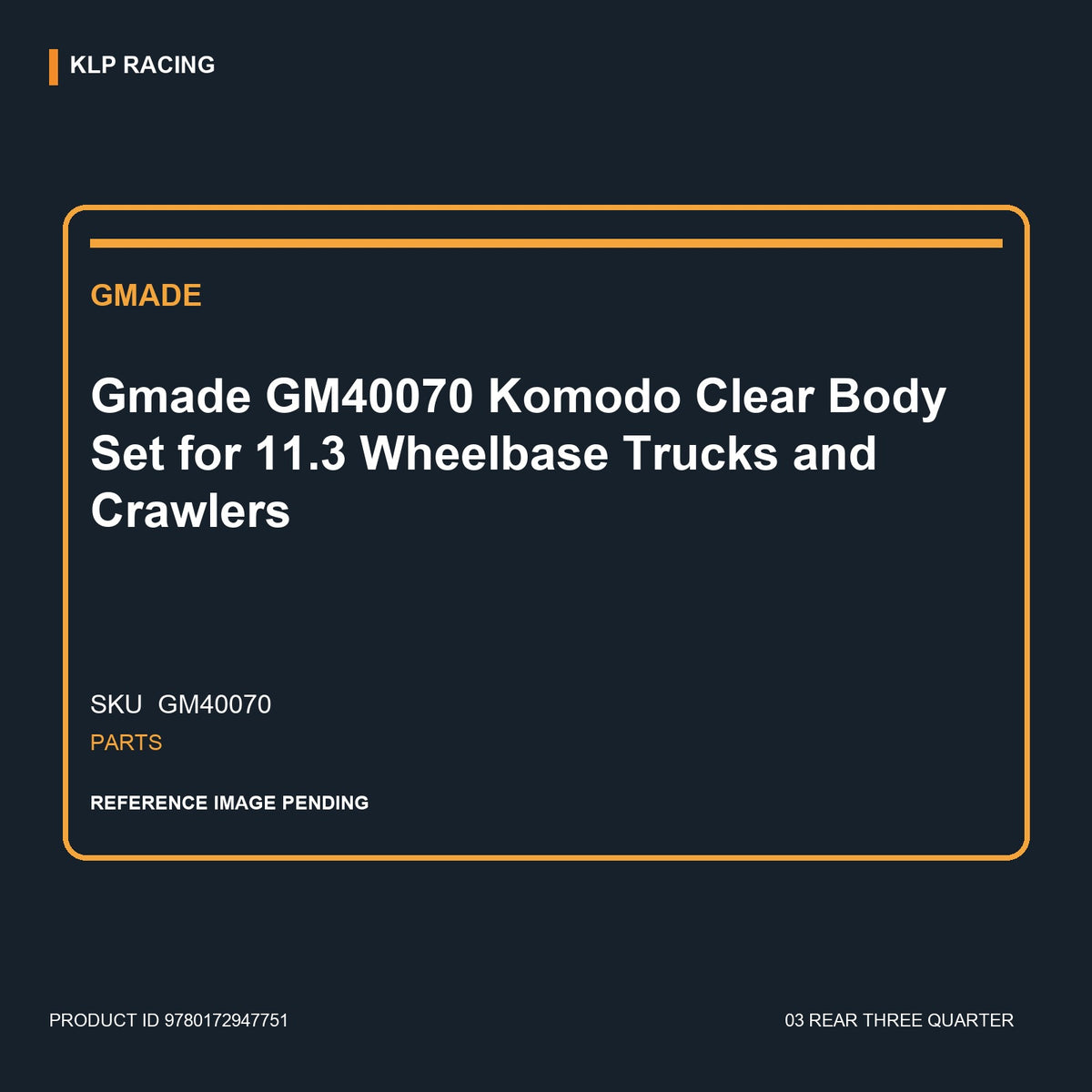 Gmade GM40070 Komodo Clear Body Set for 11.3 Wheelbase Trucks and Crawlers 03 rear three quarter