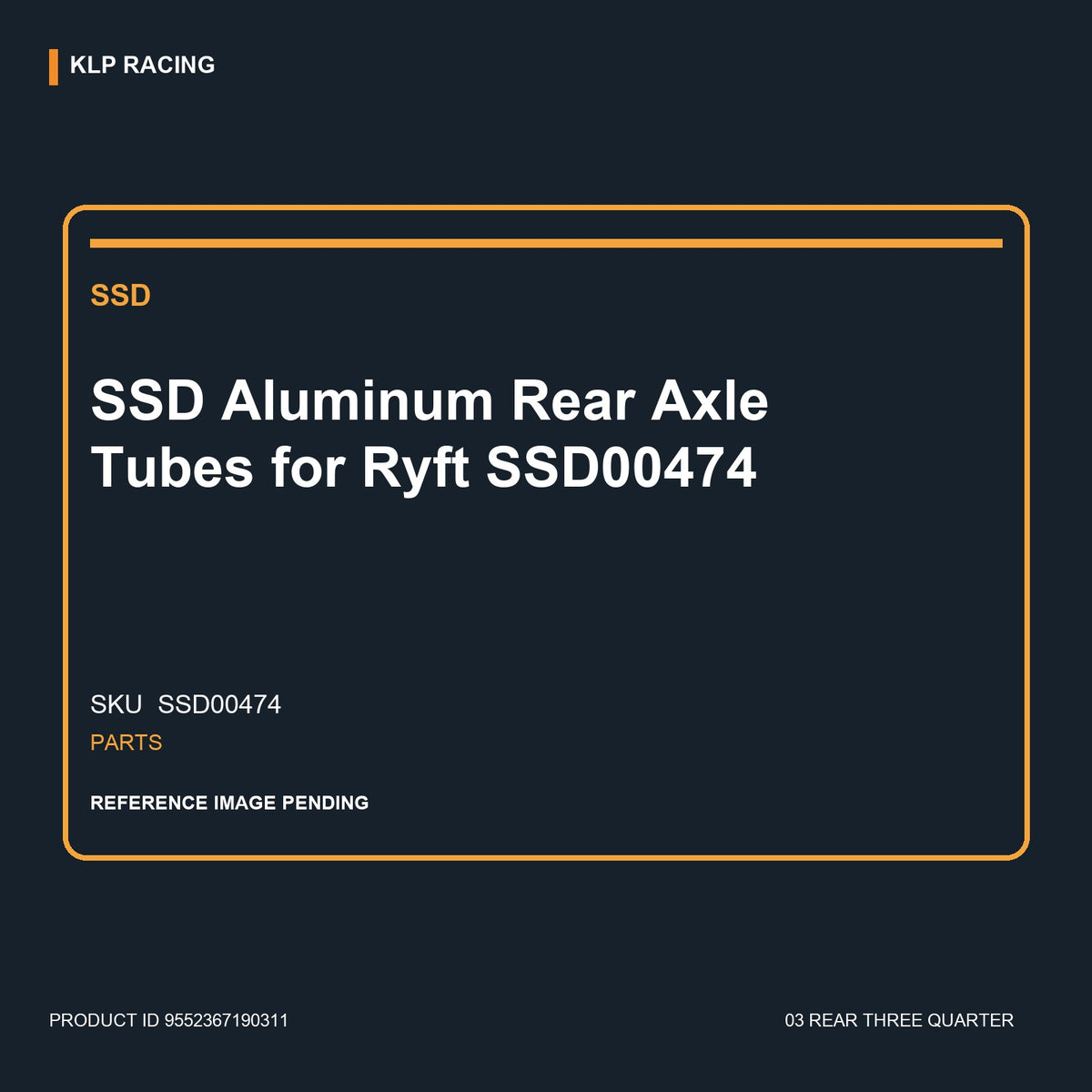 SSD Aluminum Rear Axle Tubes for Ryft SSD00474 03 rear three quarter