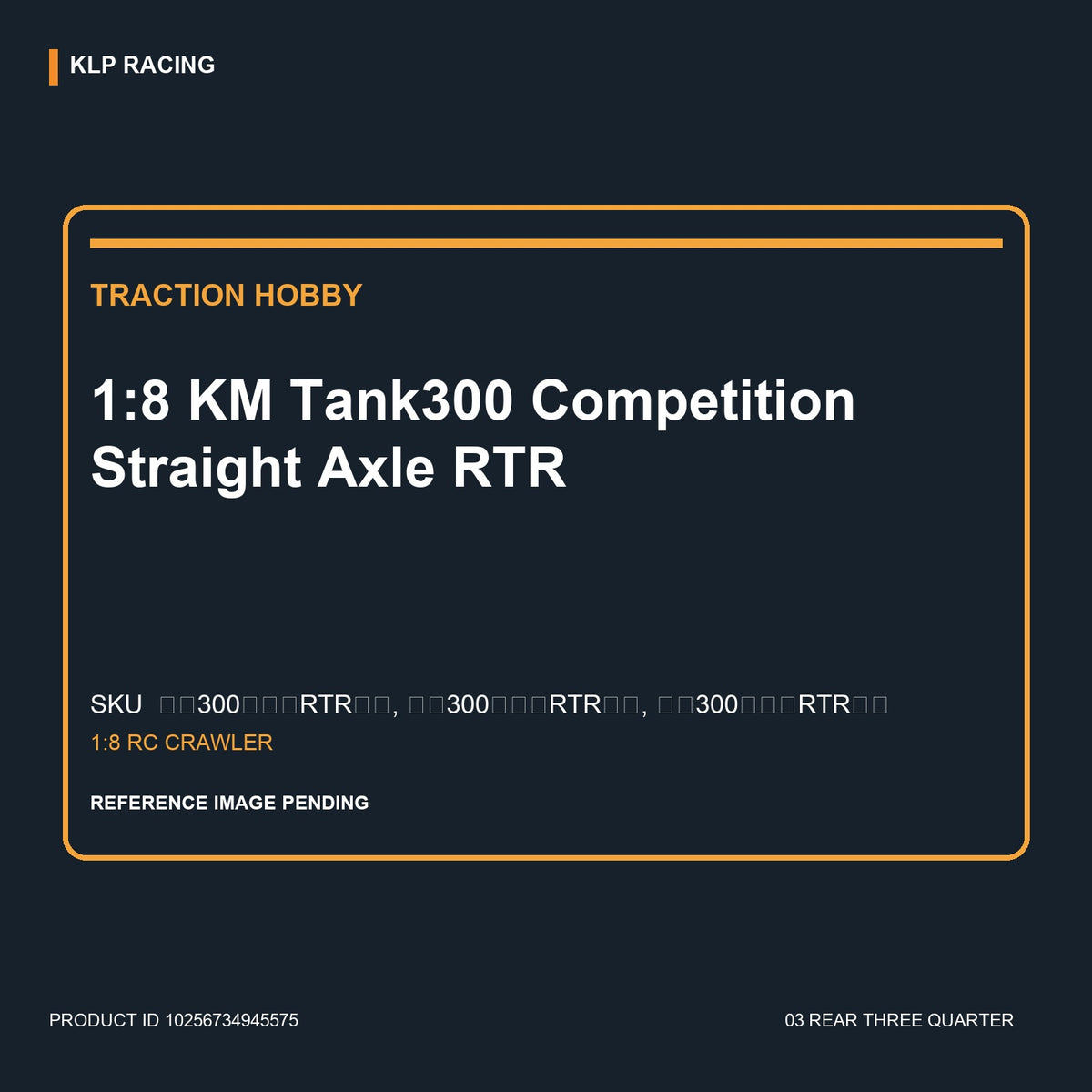 1:8 KM Tank300 Competition Straight Axle RTR 03 rear three quarter