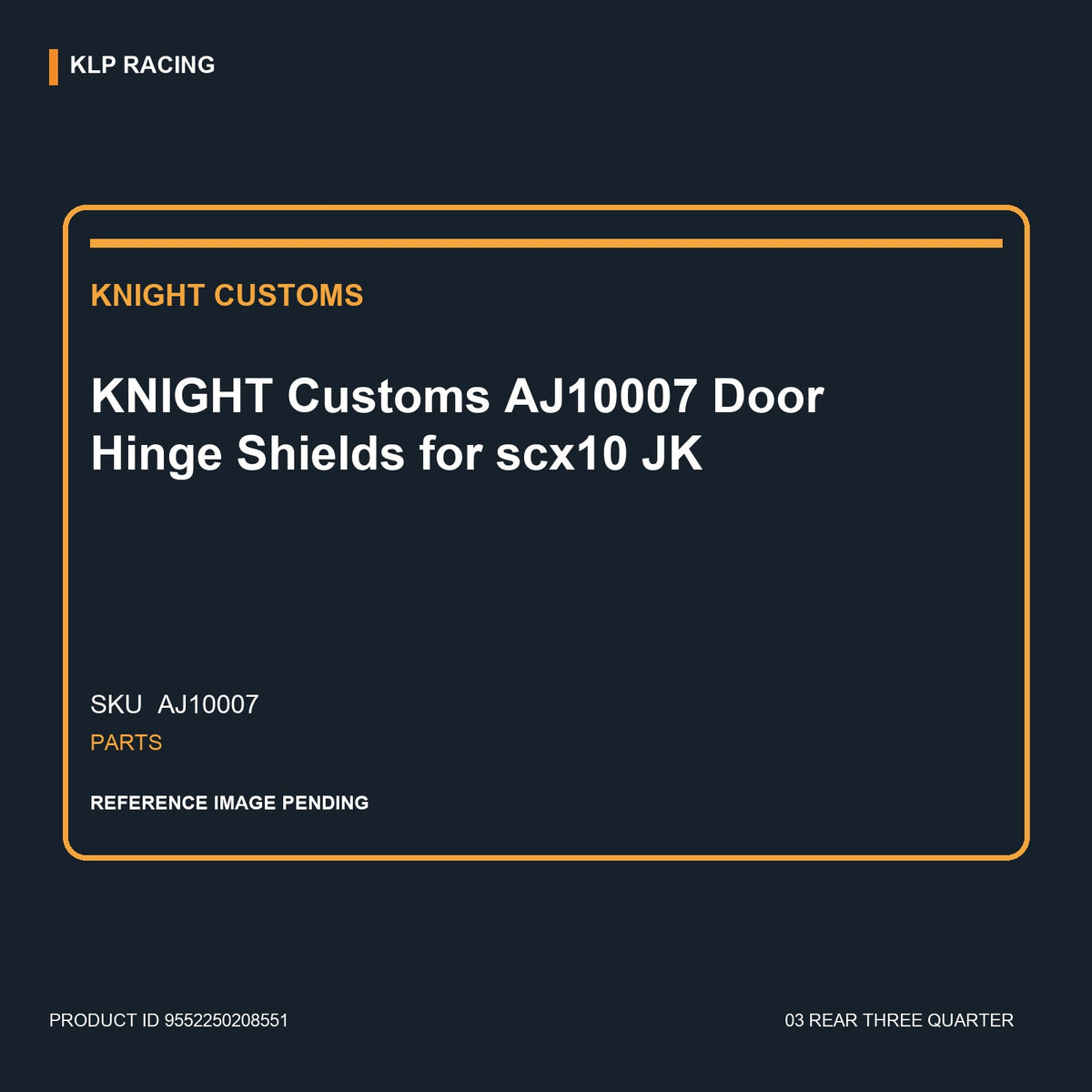 KNIGHT Customs AJ10007 Door Hinge Shields for scx10 JK 03 rear three quarter