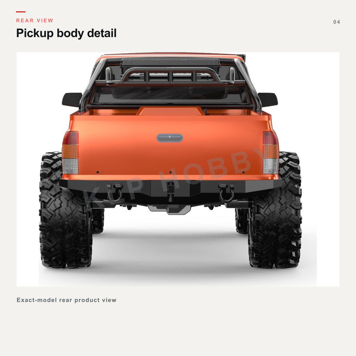 MJX Hyper Go H8E orange RC trail crawler rear view