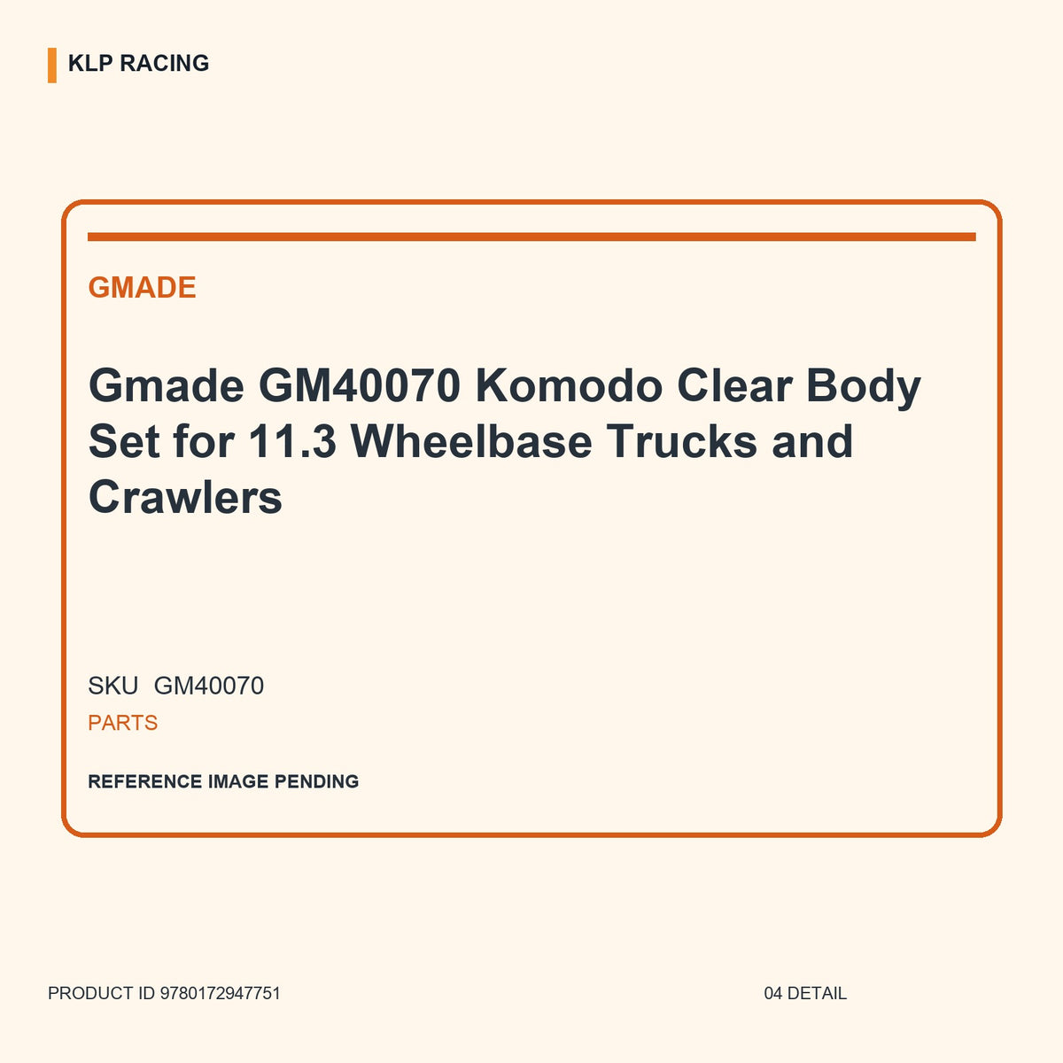 Gmade GM40070 Komodo Clear Body Set for 11.3 Wheelbase Trucks and Crawlers 04 detail