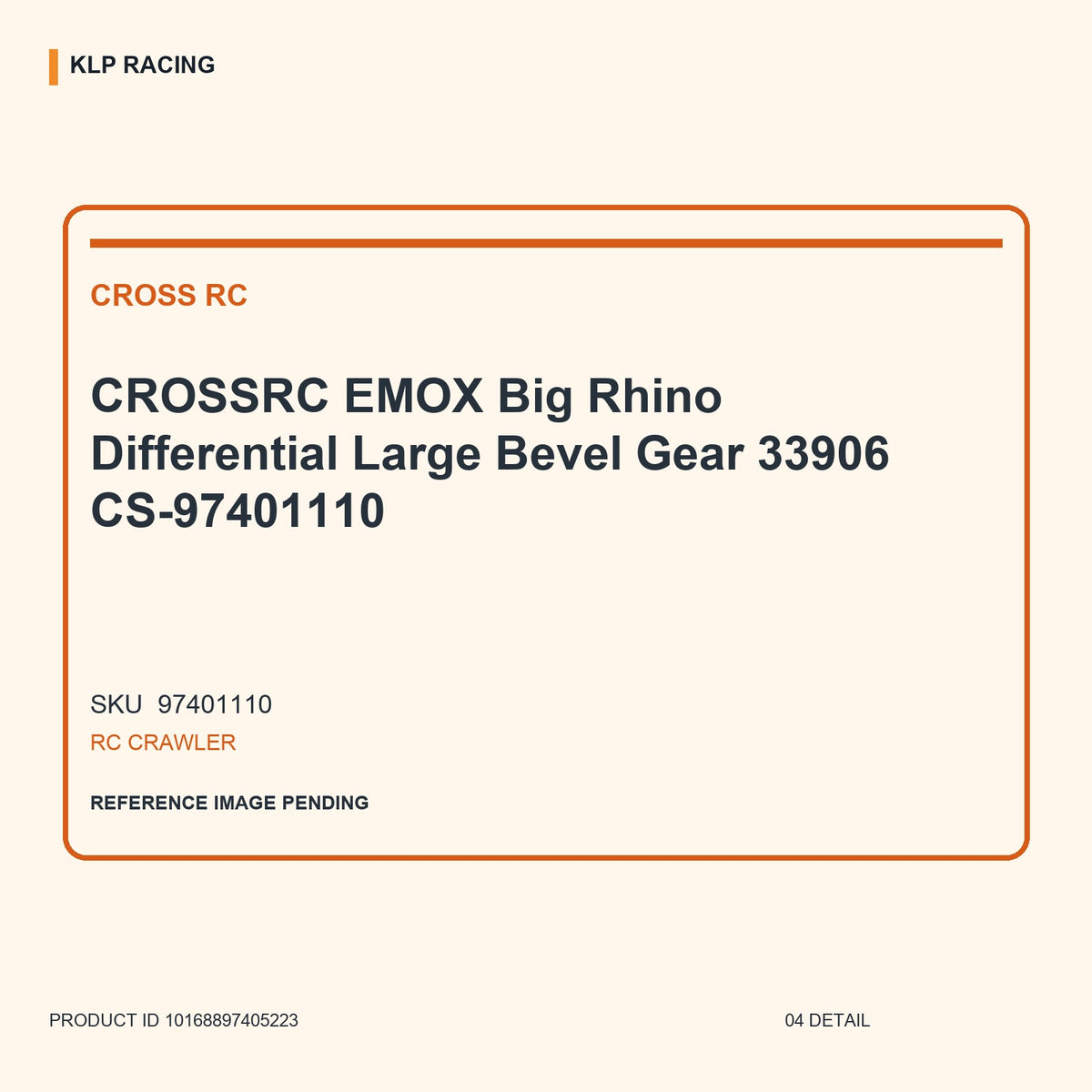 CROSSRC EMOX Big Rhino Differential Large Bevel Gear 33906 CS-97401110 04 detail
