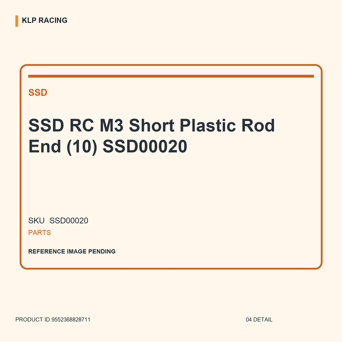 SSD RC M3 Short Plastic Rod End (10) SSD00020 04 detail