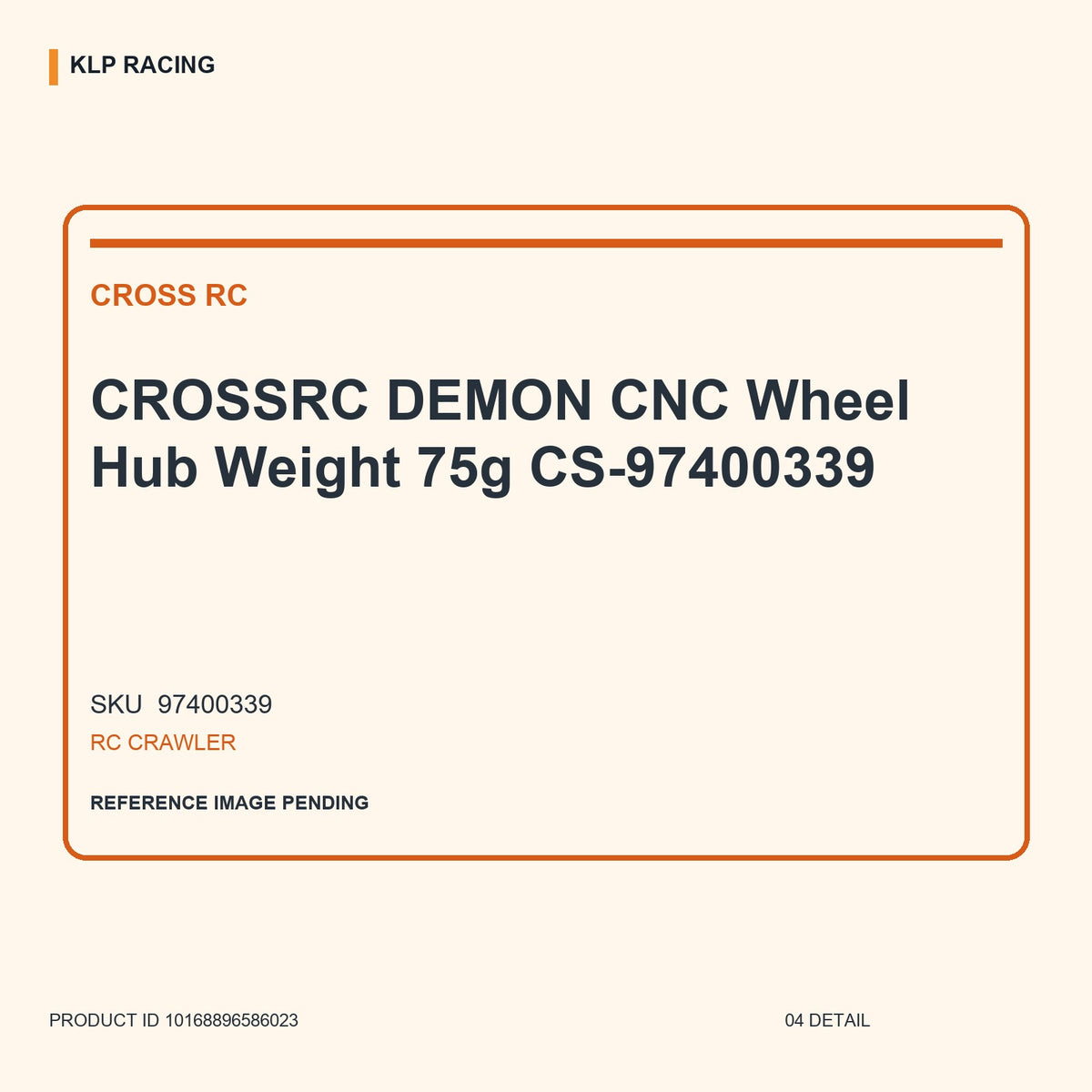 CROSSRC DEMON CNC Wheel Hub Weight 75g CS-97400339 04 detail
