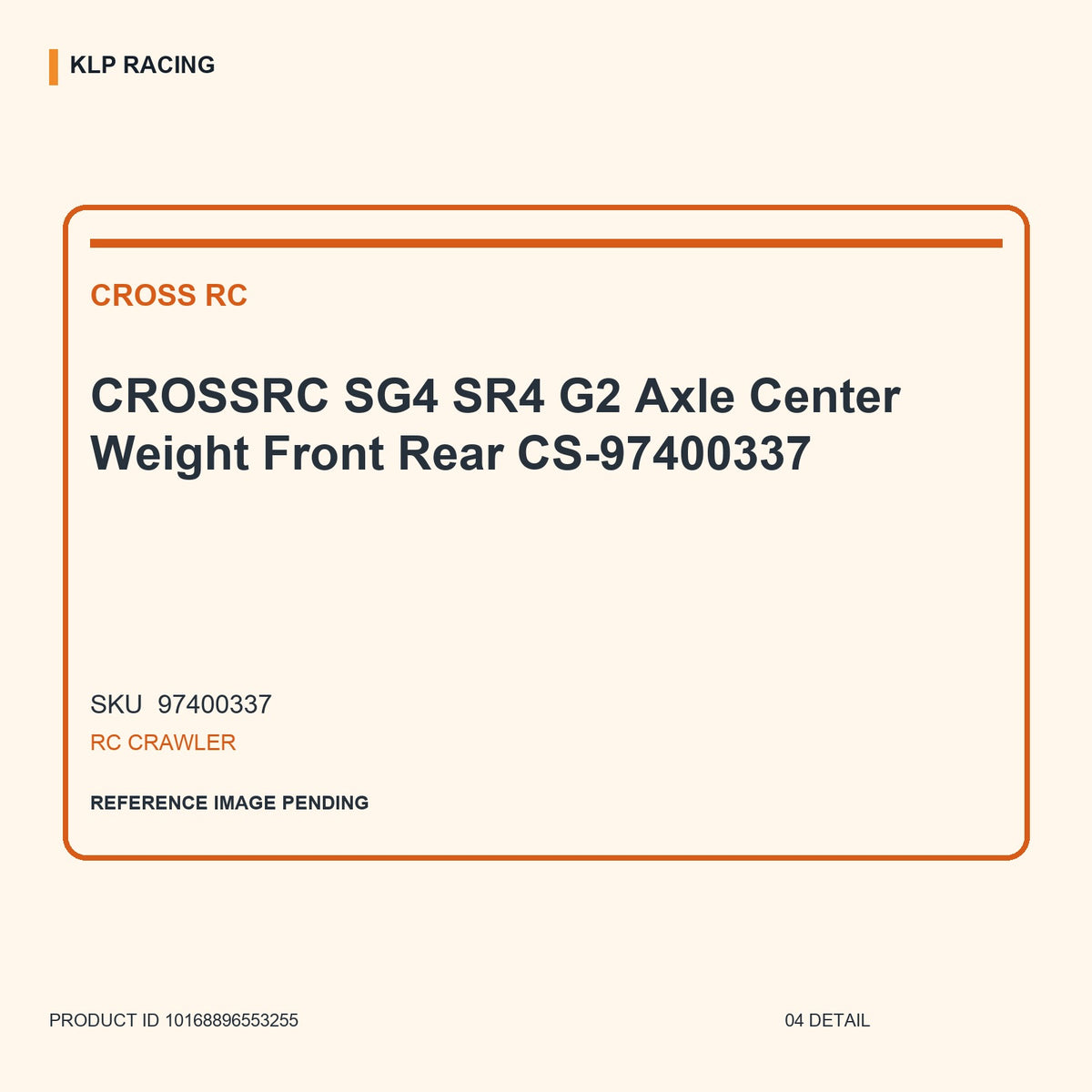 CROSSRC SG4 SR4 G2 Axle Center Weight Front Rear CS-97400337 04 detail