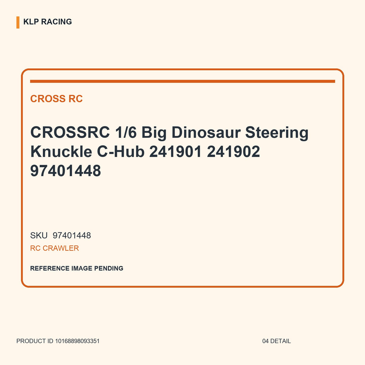 CROSSRC 1/6 Big Dinosaur Steering Knuckle C-Hub 241901 241902 97401448 04 detail