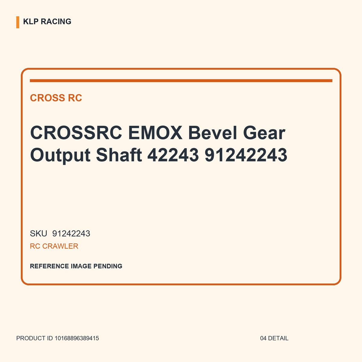 CROSSRC EMOX Bevel Gear Output Shaft 42243 91242243 04 detail