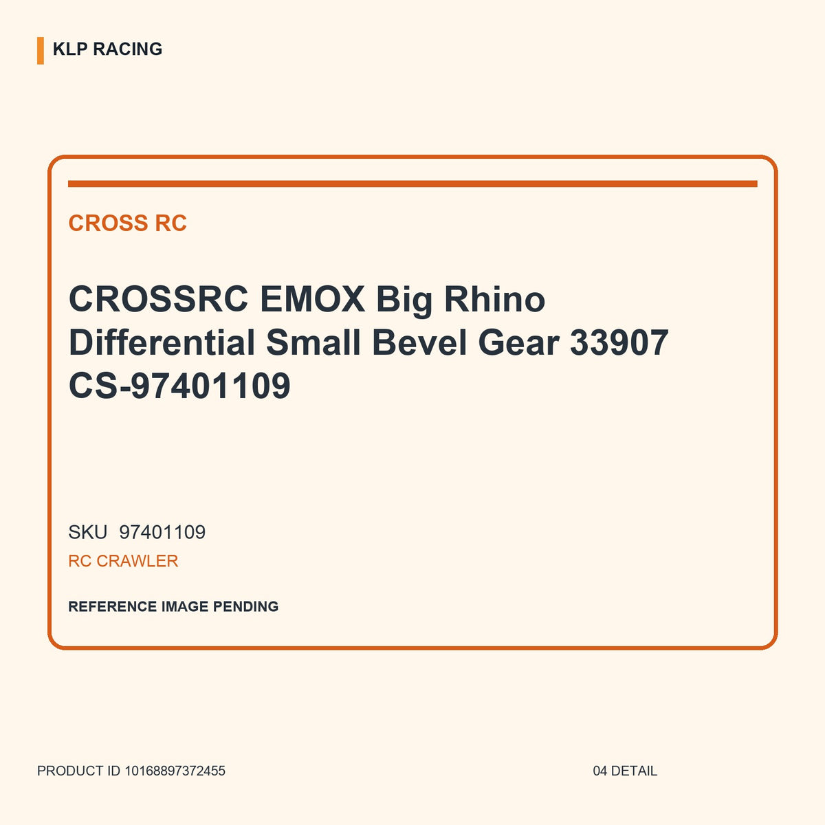 CROSSRC EMOX Big Rhino Differential Small Bevel Gear 33907 CS-97401109 04 detail