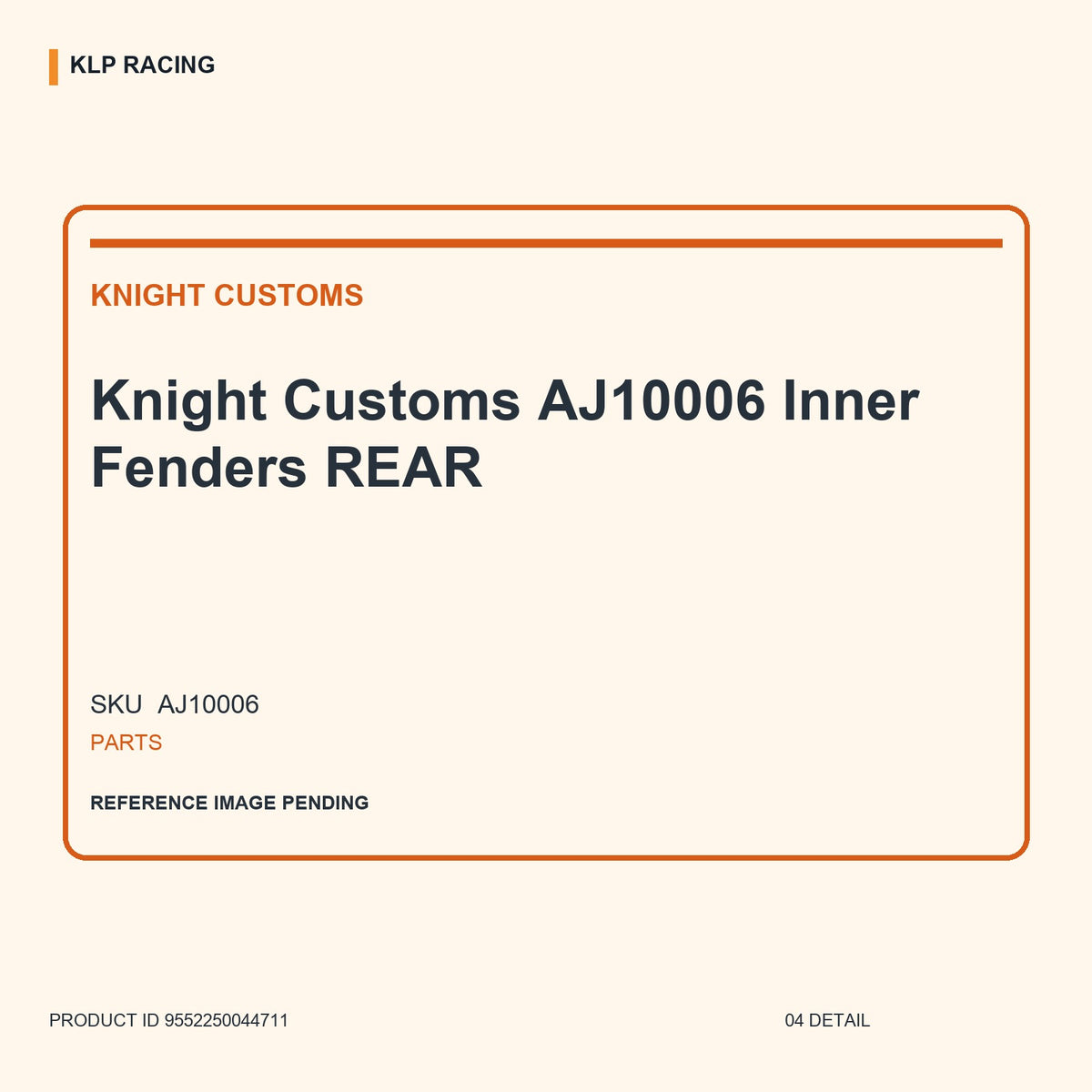 Knight Customs AJ10006 Inner Fenders REAR 04 detail