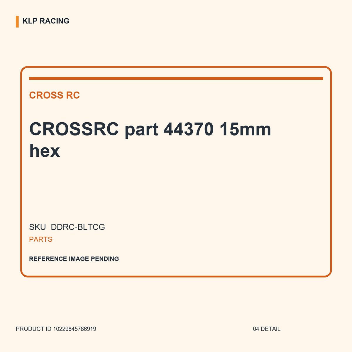 CROSSRC  part 44370 15mm hex 04 detail