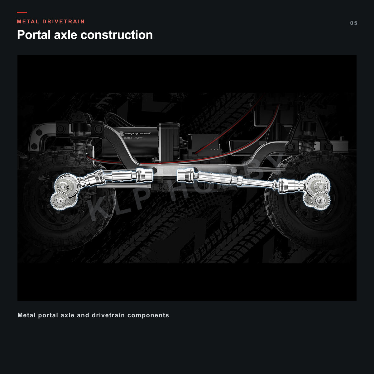 MJX Hyper Go H12Y metal portal axle and drivetrain components
