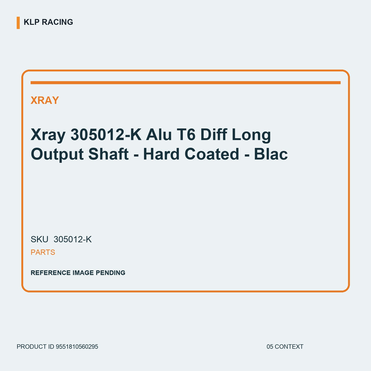 Xray 305012-K  Alu T6 Diff Long Output Shaft - Hard Coated - Blac 05 context