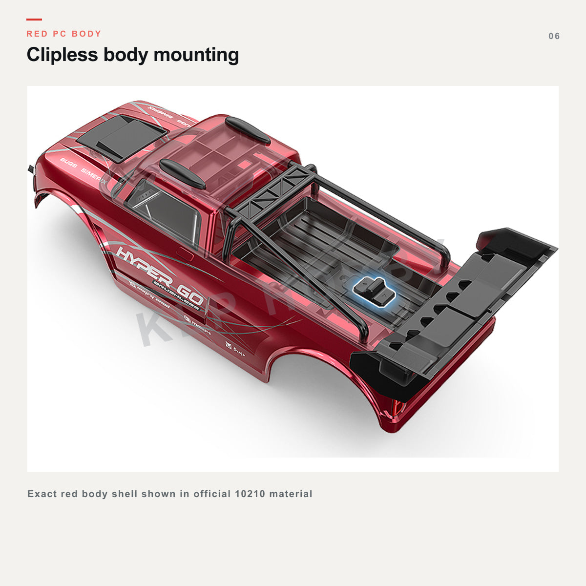 MJX Hyper Go 10210 red PC body with clipless mounting