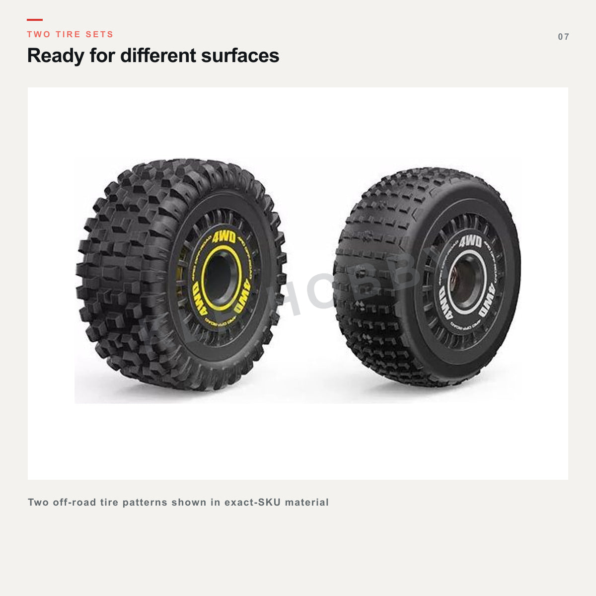MJX Hyper Go 16213 two off-road tire patterns