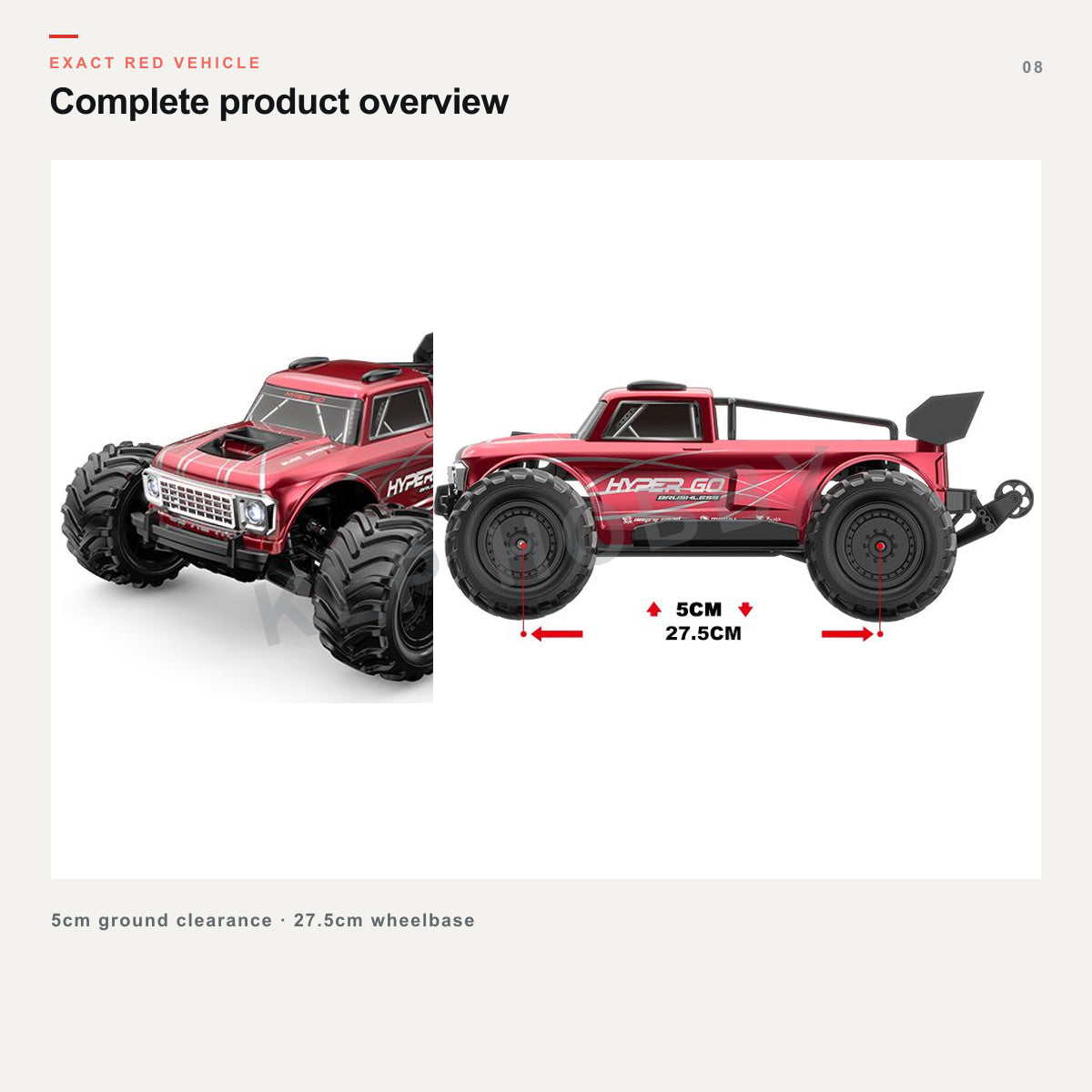 MJX Hyper Go 10210 red vehicle overview and side profile