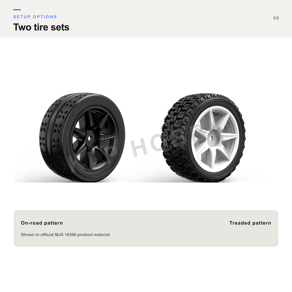 MJX Hyper Go 10306 on-road and treaded tire sets