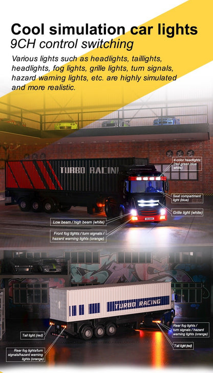 TURBO RACING C50 1/76 RC Semi trailer truck 4WD Full Proportional Steering - Remote Control Car