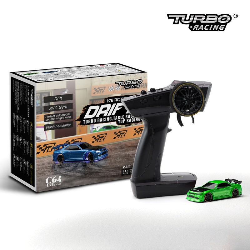 Turbo Racing 1:76 C64 Drift RC Car With Gyro Radio Full Proportional Toy RTR zw