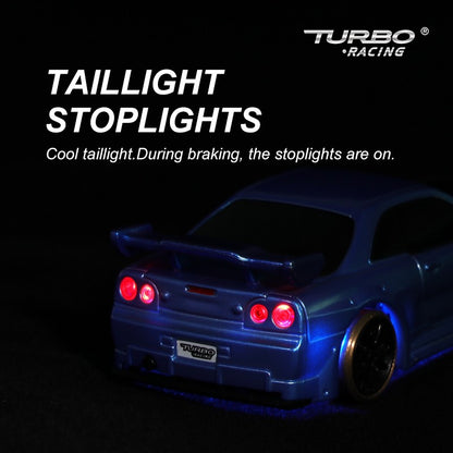 Turbo Racing 1:76 C64 Drift RC Car With Gyro Radio Full Proportional Toy RTR zw