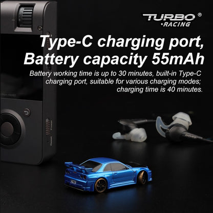 Turbo Racing 1:76 C64 Drift RC Car With Gyro Radio Full Proportional Toy RTR zw
