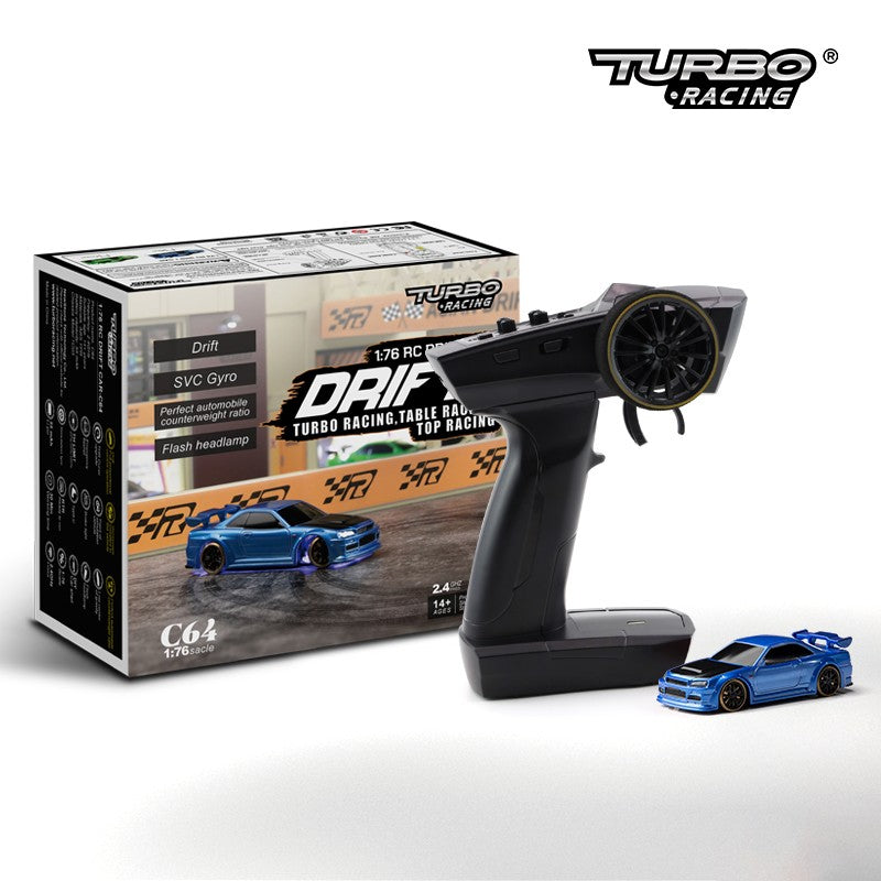 Turbo Racing 1:76 C64 Drift RC Car With Gyro Radio Full Proportional Toy RTR zw