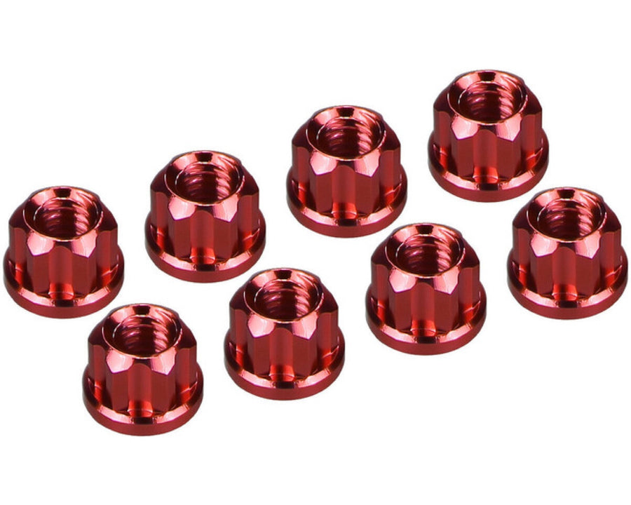 Hot Racing SXTY23N02 Red Aluminum M2 Flanged Wheel Nuts for Axial SCX30