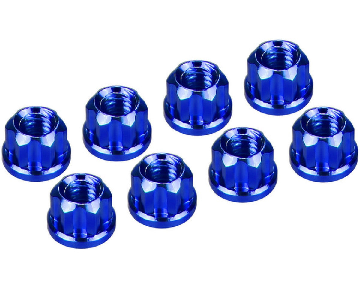 Hot Racing SXTY23N06 Blue Aluminum M2 Flanged Wheel Nuts for Axial SCX30
