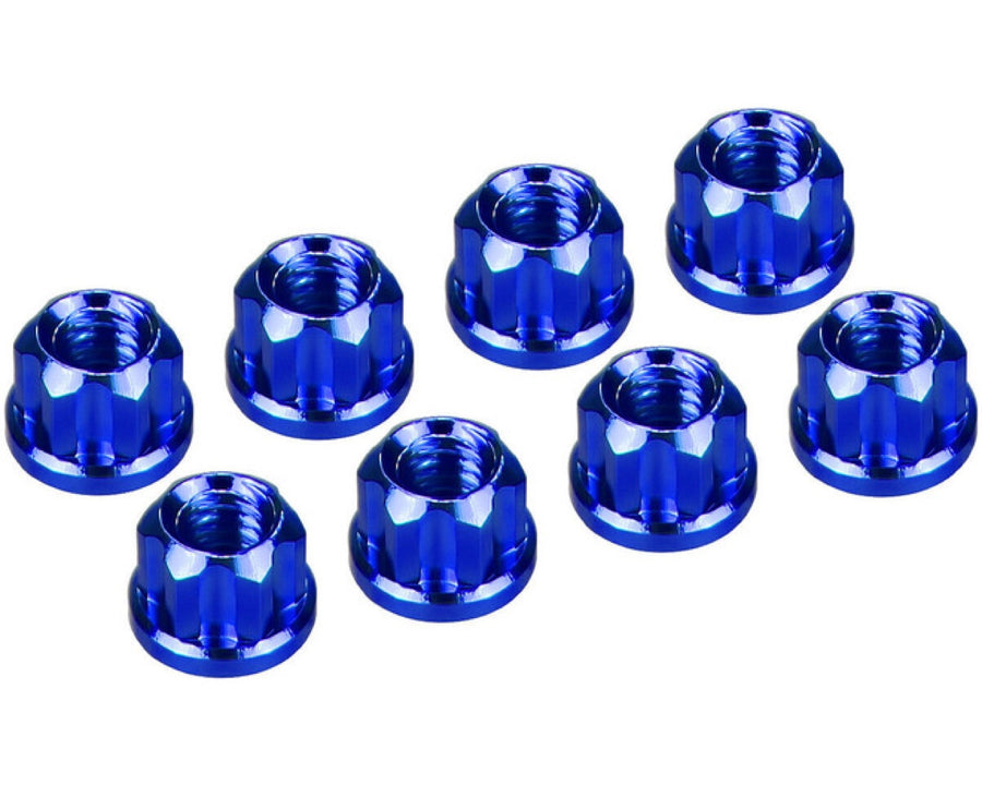 Hot Racing SXTY23N06 Blue Aluminum M2 Flanged Wheel Nuts for Axial SCX30