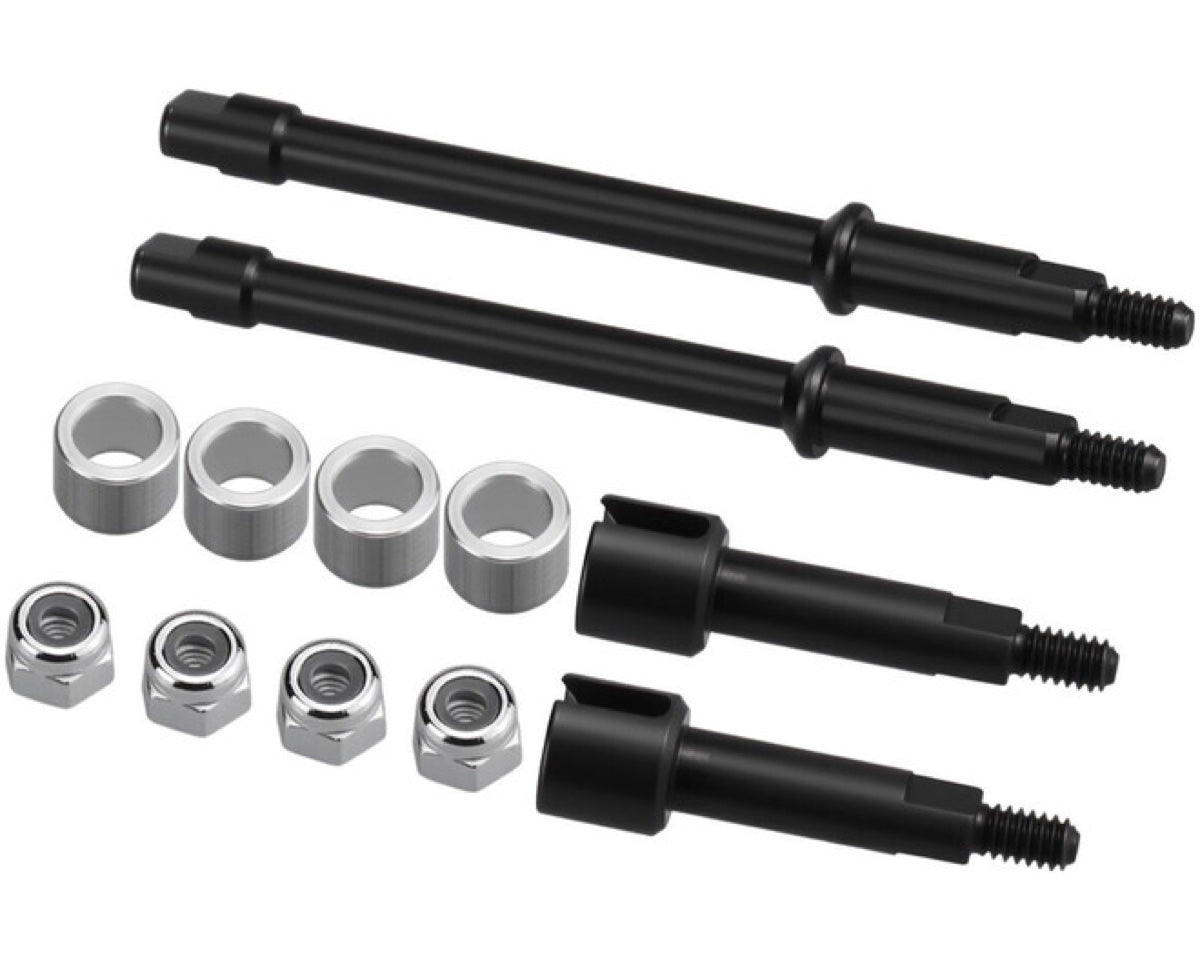 Hot Racing SXTY39AW04 +4 mm Steel Drive Stub Axles for Axial SCX30