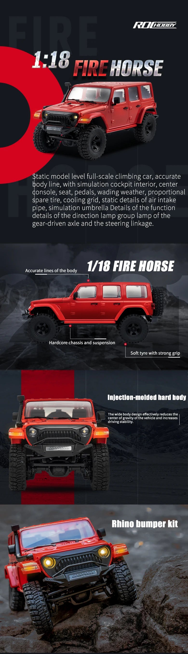 FMS 1/18 Scale Fire Horse RC Crawler RTR