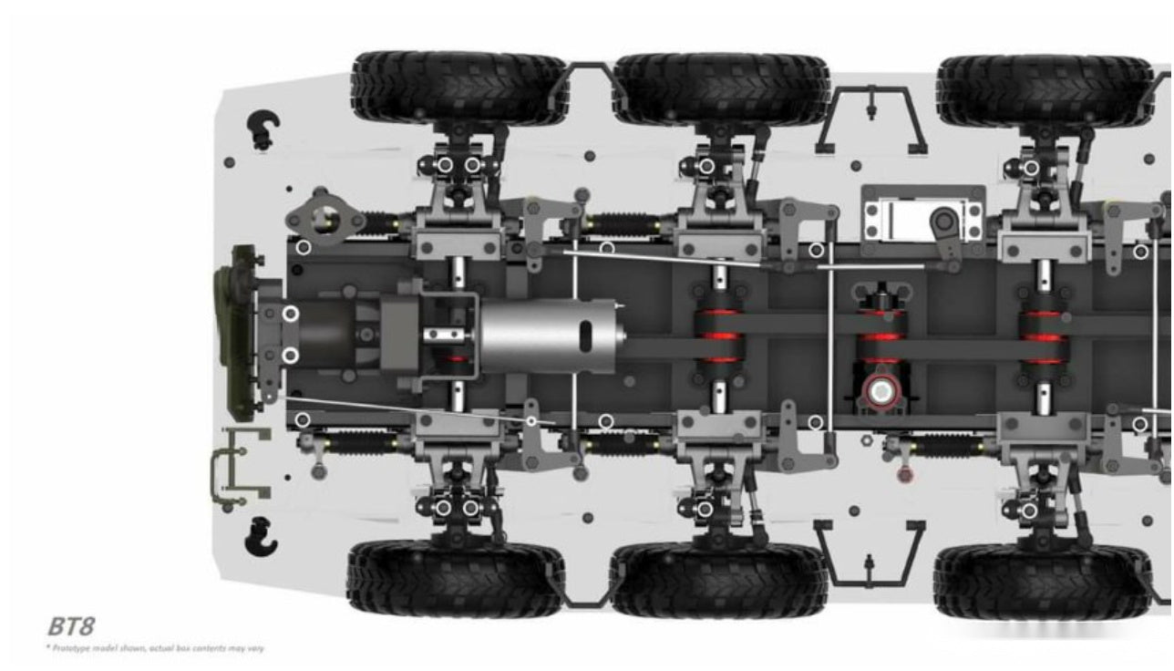 CROSSRC BT8 Rhino 8WD 1:12 RC Simuliertes Militärfahrzeug RC Radpanzer Amphibienmodell Spielzeug KIT/RTR