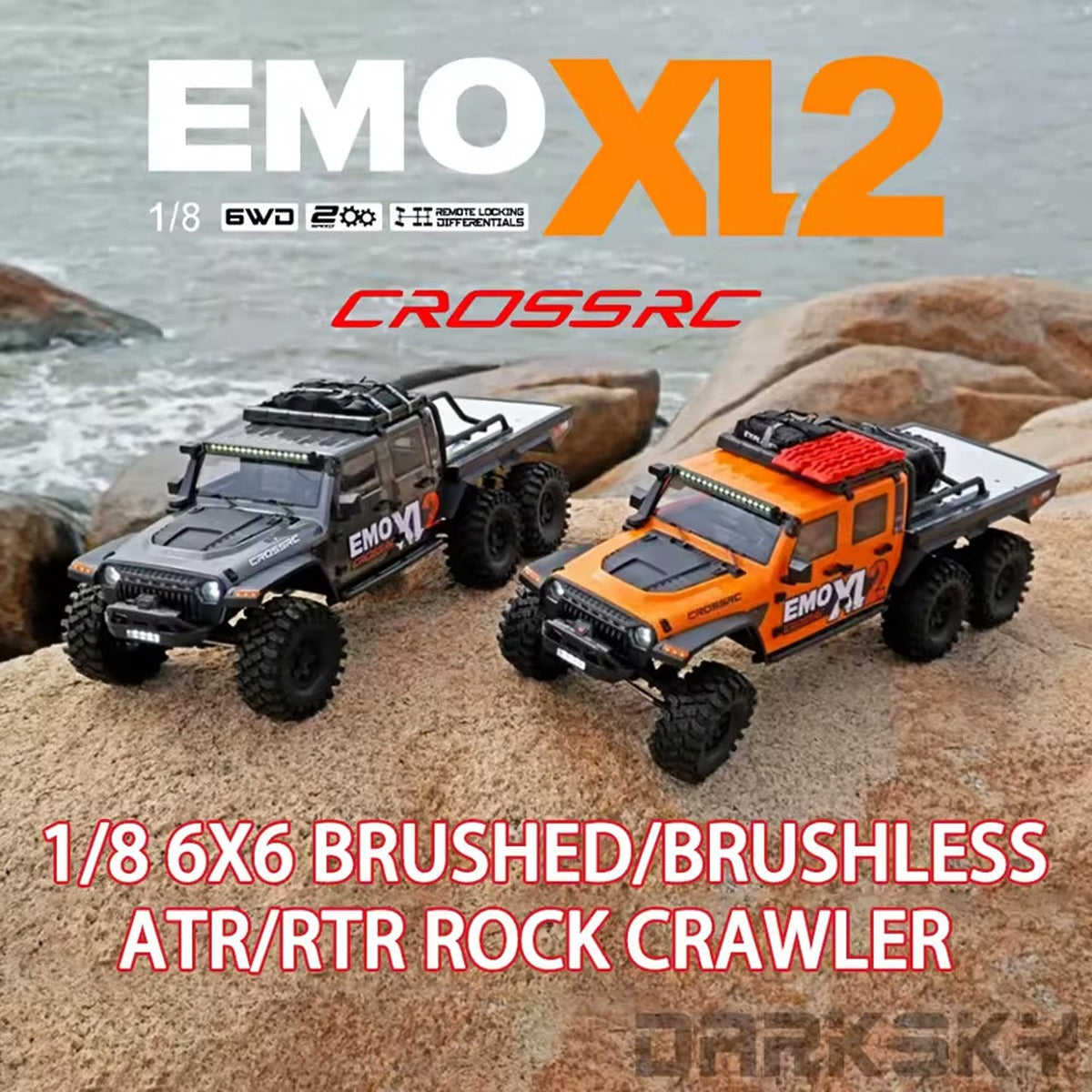CROSSRC EMO XL2 Big Mustang 6x6 6WD RC Crawler Car 1:8 Differentialsperre Offroad Kletterfahrzeuge