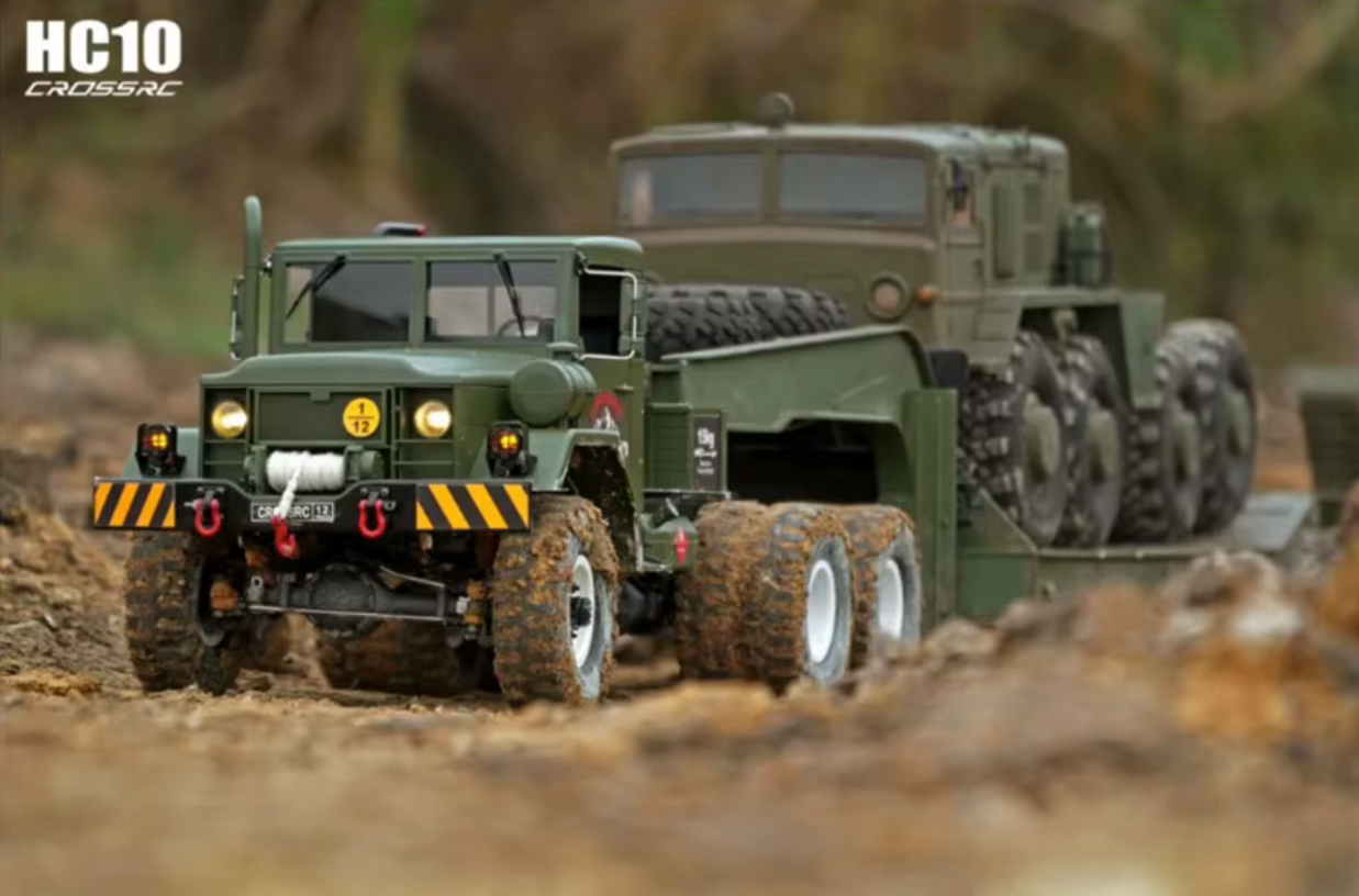 CROSSRC HC10 Military Truck 1:12 RC Car 6WD Transport Off-Road Tractor 10 Tires Dual Speed Vehicle KIT/RTR