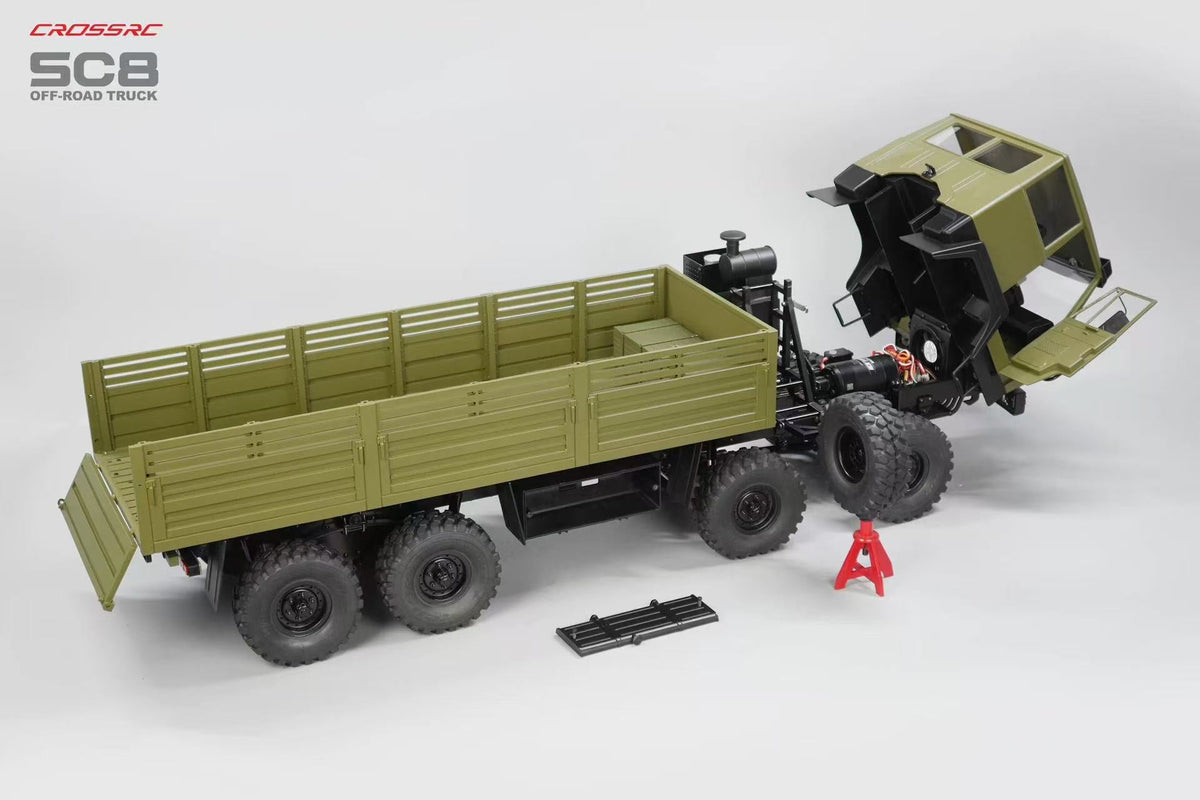 CROSSRC SC8 Metallversion 1:12 RC Militär-LKW 8X8 RC-Auto Duale Vorderachsenlenkung Simulation Offroad-Fahrzeug KIT/RTR