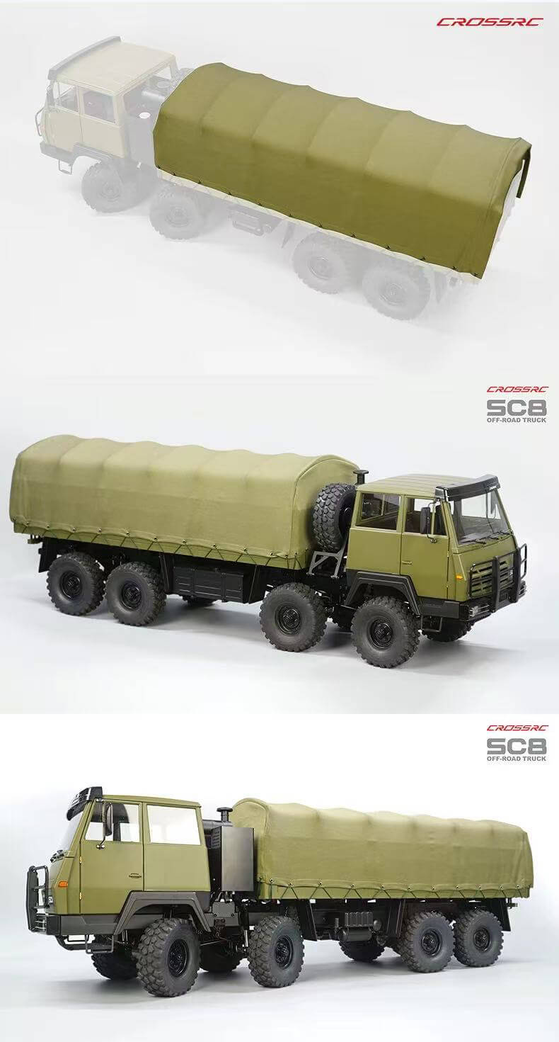 CROSSRC SC8 Metallversion 1:12 RC Militär-LKW 8X8 RC-Auto Duale Vorderachsenlenkung Simulation Offroad-Fahrzeug KIT/RTR