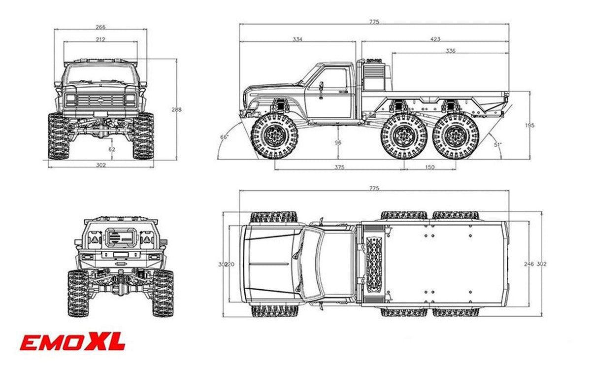 CROSSRC EMO XL Big Bison 1:8 RC Car 6WD 6x6 Climbing Crawler Off-Road Vehicle Electric RC Truck