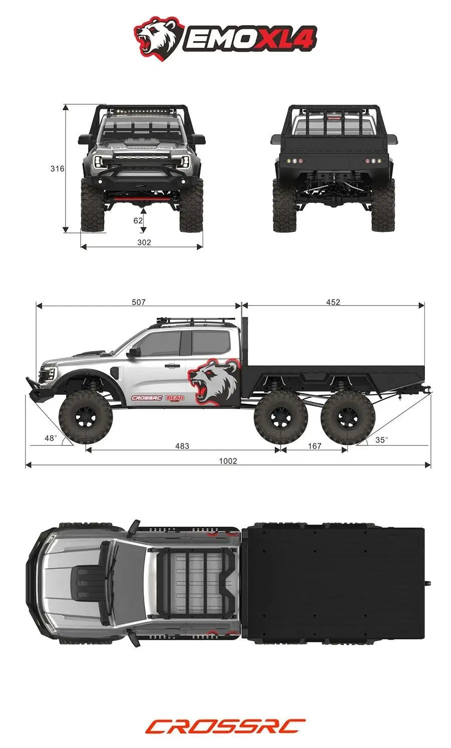 CROSSRC EMO X7 Big Bad Wolf XL4 RC Rock Crawler Trail Truck