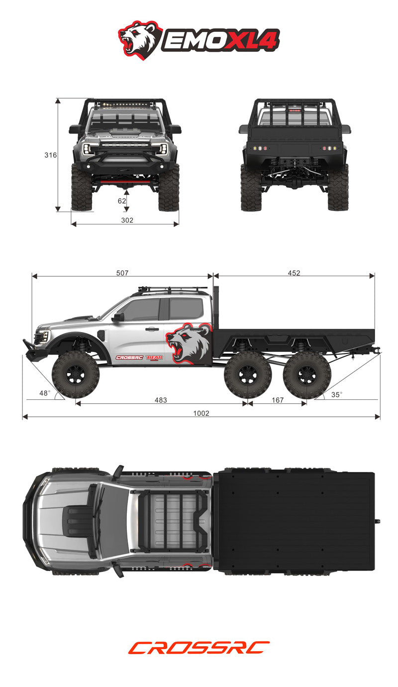 CROSSRC EMO X7 Big Bad Wolf XL4 RC Rock Crawler Trail Truck